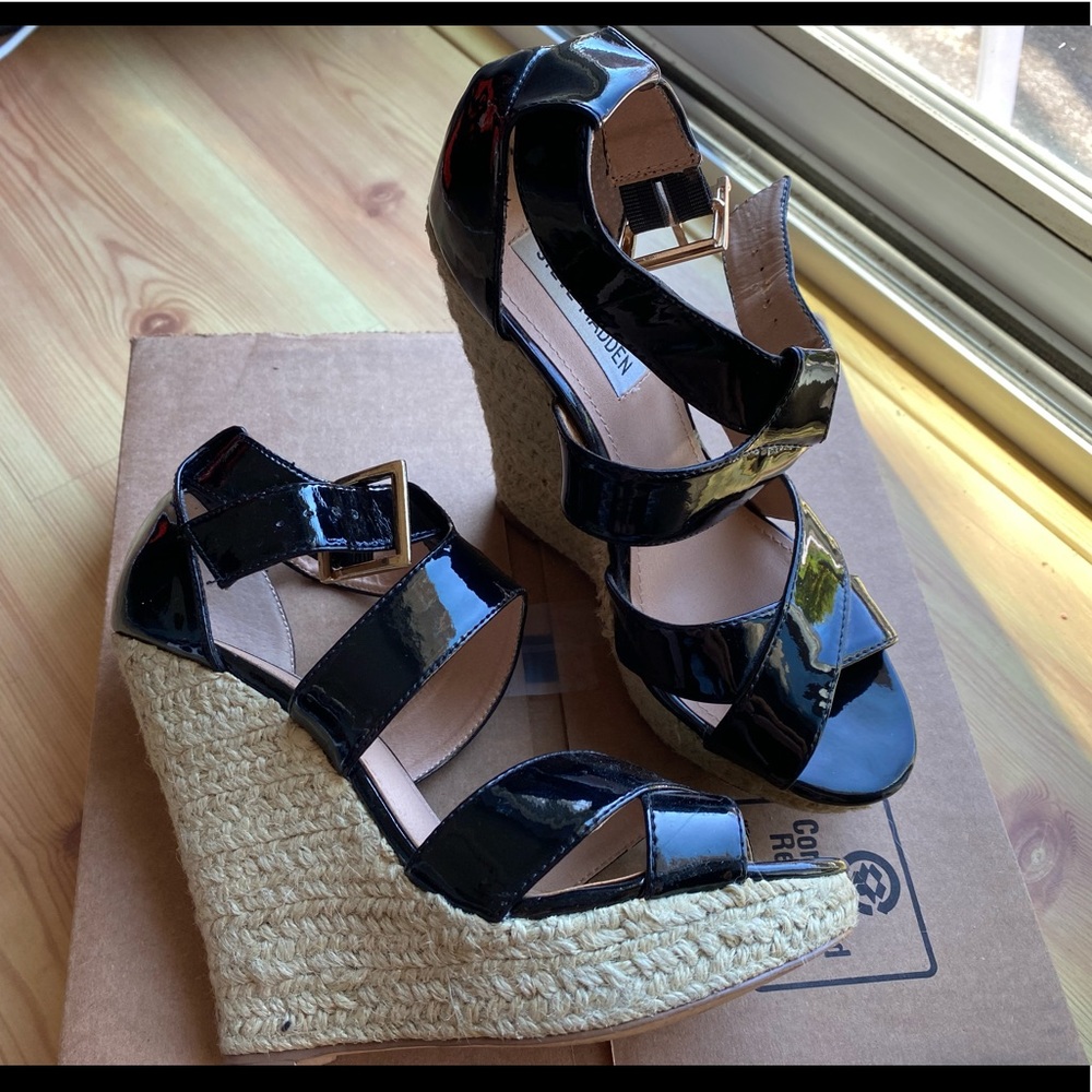 Steve Madden Kloudd Espadrille Wedges black 6.5